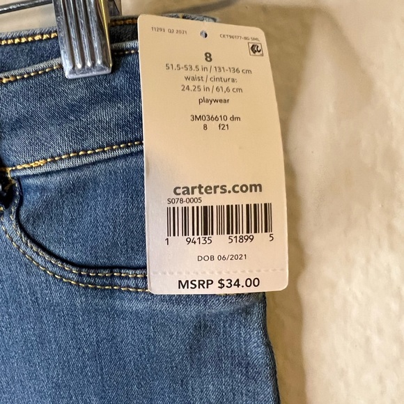 Carter’s KID NWT girls skinny jeans 8 $34 - Picture 5 of 6